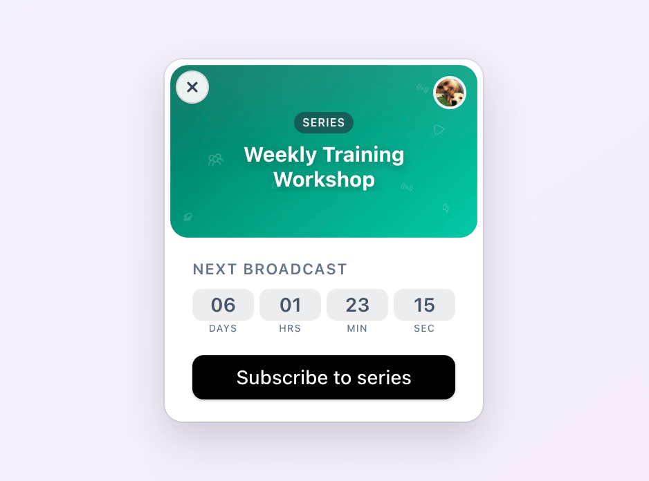 A HeyStream series setup view for recurring broadcasts